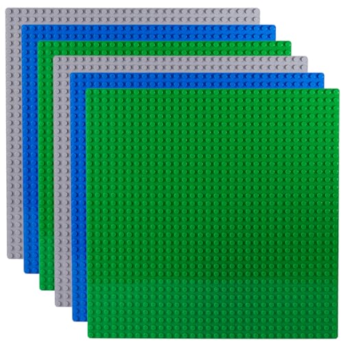 Apostrophe Games Klassischer Baustein Grundplatte kompatibel mit Allen wichtigen Marken (6er Pack (Grün, Blau, Grau)) für Alter 7+ von Apostrophe Games