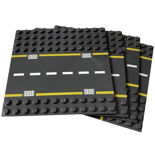 Apostrophe Games Bausteingrundplatten für größere Blöcke, kompatibel mit den großen Marken (4er Pack Straßen) ab 3 Jahren von Apostrophe Games