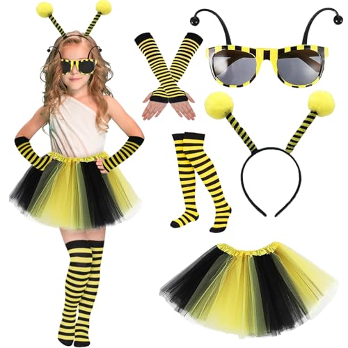 Applysu 5-teiliges Bienenkostüm, Hummel-Kostüm für Mädchen, Tier-Kostüm, Halloween, Maskerade-Outfit für Mädchen von Applysu