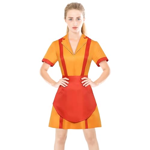 Applysu Caroline & Max Kostüm für 5 Broke Girls Fans, Diner Uniform mit Schürze, ein Stück von Applysu
