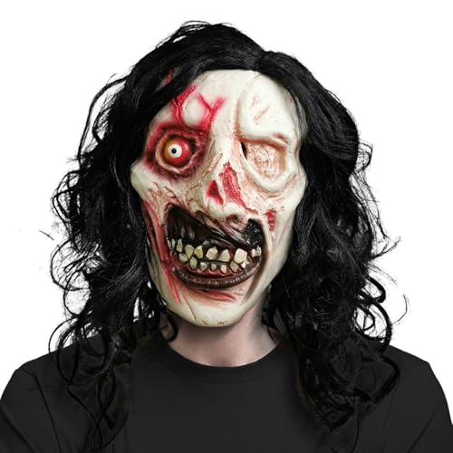 Applysu Gruselige Teufelsmaske mit Haar Einäugige Blutige Vollkopf Dämon Gruselige Maske Halloween Evil Dead Zombie Ghost Cosplay Requisiten Applysu Gruselige Teufelsmaske mit Haar Einäugige Blutige Vollkopf Dämon Gruselige Maske Halloween Evil Dead Zombie Ghost Cosplay Requisiten von Applysu