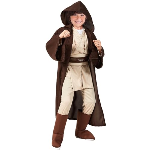 Applysu Jedi Kostüm für Kinder, Jedi-Film, Cosplay, mittelalterliches Outfit, Halloween, Tunika, Uniform mit Kapuze, komplettes Set von Applysu