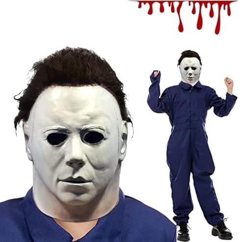 Applysu Michael Myers Maske Kinder Halloween Cosplay Horror Killer Costume Headwear Michael Myers Costume Maske für Boys Girls (White Mike) von Applysu