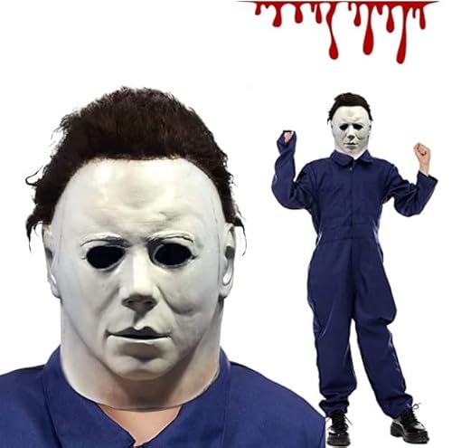 Applysu Kids Mike Myers Mask Halloween Cosplay Horror Killer Costume Headwear Michael Myers Costume Mask for Boys Girls (White Mike) von Applysu