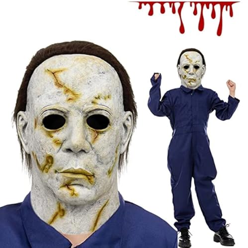 Applysu Kids Mike Myers Mask Halloween Cosplay Horror Killer Costume Headwear Michael Myers Costume Mask for Boys Girls (Yellow Mike) von Applysu