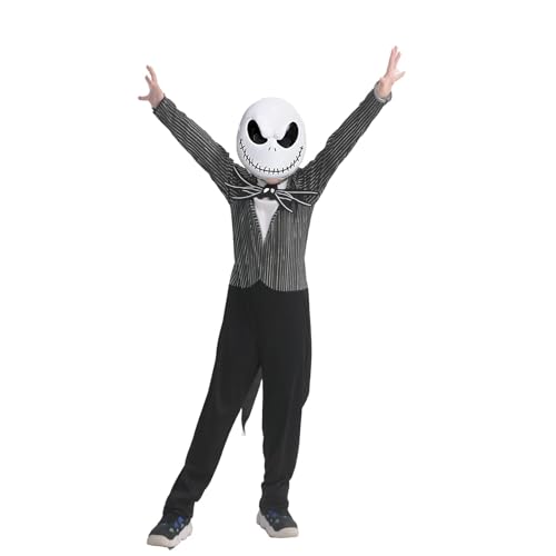 Applysu Kinder Jack Skellington Kostüm Karneval Jungen Jack Cosplay Jumpsuit mit Maske Halloween Schwarz Weiß verkleiden Overall Applysu Kinder Jack Skellington Kostüm Karneval Jungen Jack Cosplay Jumpsuit mit Maske Halloween Schwarz Weiß verkleiden Overall von Applysu