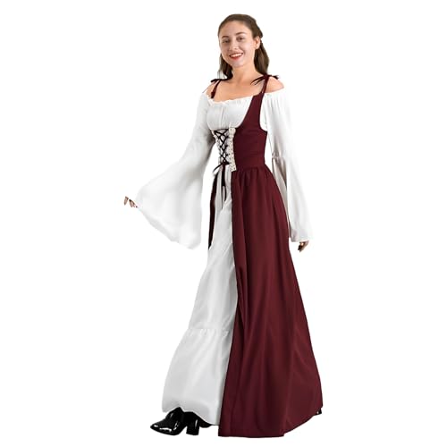 Applysu Mittelalter KostüM Damen Mittelalter Kleidung Damen Renaissance Retro Maxikleid TrompetenäRmel Gesmokte Halloween Karneval Cosplay Partykleidung Applysu Mittelalter KostüM Damen Mittelalter Kleidung Damen Renaissance Retro Maxikleid TrompetenäRmel Gesmokte Halloween Karneval Cosplay Partykleidung von Applysu