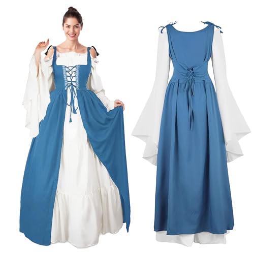 Applysu Mittelalter KostüM Damen Mittelalter Kleidung Damen Renaissance Retro Maxikleid TrompetenäRmel Gesmokte Halloween Karneval Cosplay Partykleidung Applysu Mittelalter KostüM Damen Mittelalter Kleidung Damen Renaissance Retro Maxikleid TrompetenäRmel Gesmokte Halloween Karneval Cosplay Partykleidung von Applysu