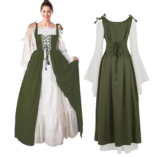 Applysu Mittelalter KostüM Damen Mittelalter Kleidung Damen Renaissance Retro Maxikleid TrompetenäRmel Gesmokte Halloween Karneval Cosplay Partykleidung Applysu Mittelalter KostüM Damen Mittelalter Kleidung Damen Renaissance Retro Maxikleid TrompetenäRmel Gesmokte Halloween Karneval Cosplay Partykleidung von Applysu