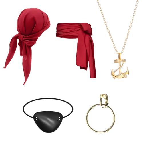 Applysu Piraten Kostüm Zubehör für Männer Frauen 5pcs Piraten Zubehör Set Mittelalter Renaissance Zubehör mit Stirnband Augenmaske Ohrringe Halskette Applysu Piraten Kostüm Zubehör für Männer Frauen 5pcs Piraten Zubehör Set Mittelalter Renaissance Zubehör mit Stirnband Augenmaske Ohrringe Halskette von Applysu