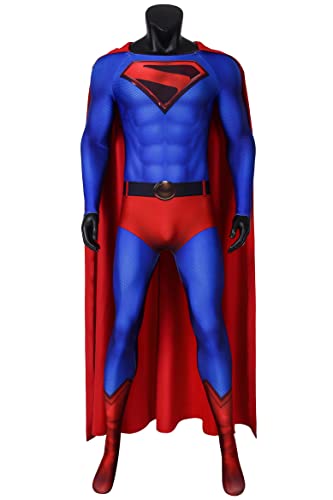 Applysu Superhero Costume Cosplay Jumpsuit for Adult Teens, Kent Outfit with Cape von Applysu