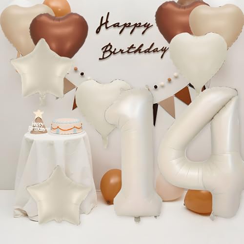 14. Geburtstag Dekorationen Sand Weiß Creme Nummer 14 Luftballons 101,6 cm 45,7 cm cremefarbener Sternballon hautbraun Herzballon weißes Band 10 m Folienballons Mädchen Jungen 13. Geburtstag Jubiläum 14. Geburtstag Dekorationen Sand Weiß Creme Nummer 14 Luftballons 101,6 cm 45,7 cm cremefarbener Sternballon hautbraun Herzballon weißes Band 10 m Folienballons Mädchen Jungen 13. Geburtstag Jubiläum von Apradas