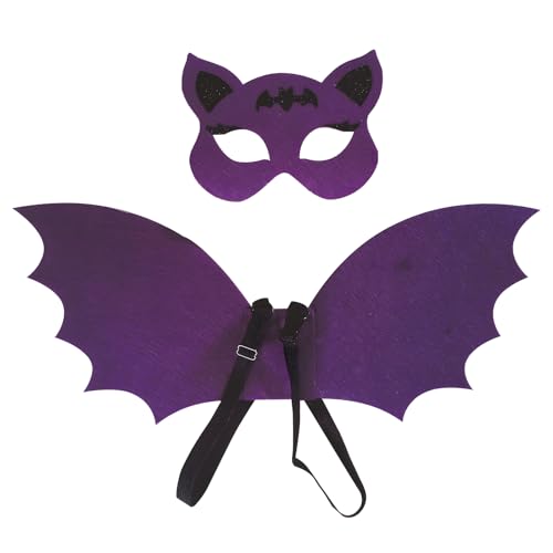 Apradas Fledermausflügel-Masken-Set, Halloween-Kostüm, Fledermaus, Cosplay, für Jungen, Mädchen, Verkleidung, Halloween, Partys, Cosplay (lila) von Apradas