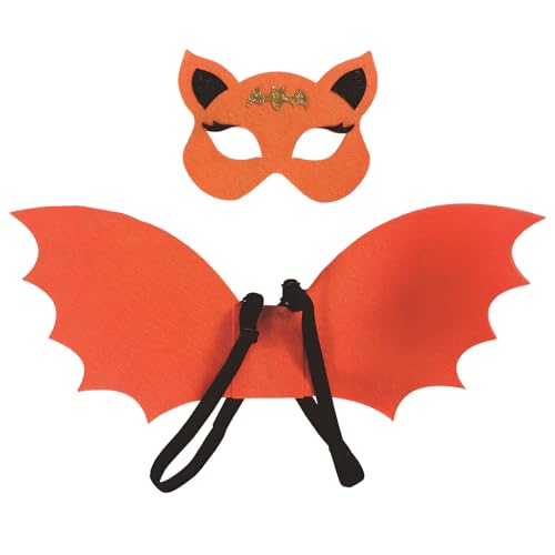 Apradas Fledermausflügel-Masken-Set, Halloween-Kostüm, Fledermaus-Cosplay, für Jungen, Mädchen, Verkleidung, Halloween, Partys, Cosplay (Orange) von Apradas