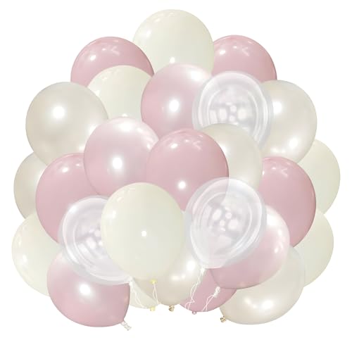 Rosa Luftballons, 30,5 cm, doppelt gefüllt, hellrosa und perlfarben, staubig, transparent, Ballon für Frauen und Mädchen, Geburtstagsparty-Dekorationen (Hellrosa, 50 Stück - 30,5 cm) von Apradas