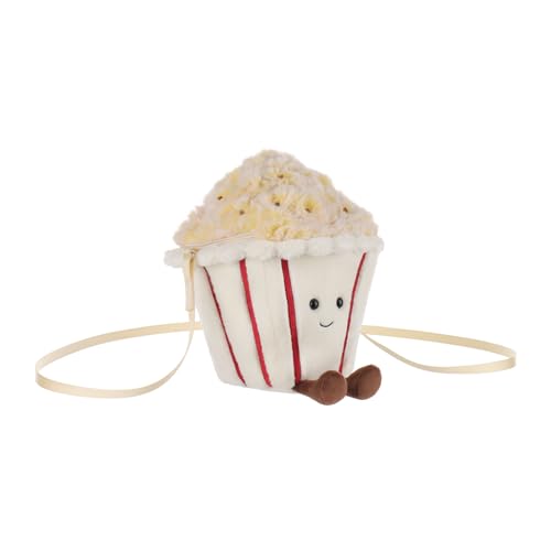 Apricot Lamb Popcorn Lebensmittel Essen geformte Plüsch Tasche Plüsch Umhängetasche Geldbörse für Teenager Mädchen und Erwachsene, Plüschtier Umhängetasche, Kinder Mode Handtaschen, 23 cm von Apricot Lamb