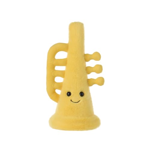 Apricot Lamb Trompete Musikinstrumente Plüschtiere für Kinder, weiche niedliche Kuscheltier für Baby Mädchen und Jungen, Flauschige Trompete Gelb 21 cm von Apricot Lamb