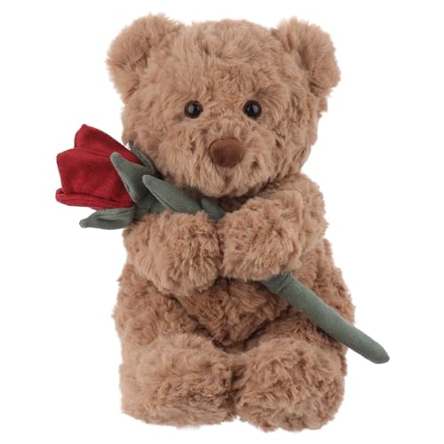 Apricot Lamb Valentinstag Teddybär mit Rose Plüschtiere für Kinder, weiche niedliche Kuscheltier für Baby Mädchen und Jungen, Flauschige Süßer Bär Braun 20 cm von Apricot Lamb