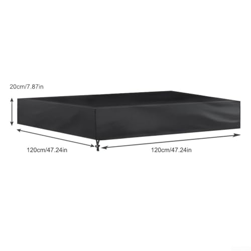 210D wasserdichte quadratische Sandkastenabdeckung, tragbares Design für einfache Lagerung, kindersicherer Schutz für Sandspiele im Freien (schwarz, 120 x 120) von Aprilsunnyzone