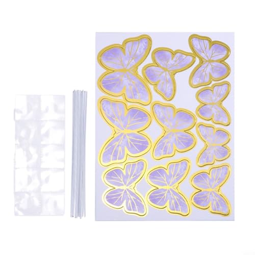 Aprilsunnyzone Dekorative, goldgeprägte Schmetterlinge für Kuchen, verschönern Sie Ihre Feiern mit einzigartigen Designs (lila) von Aprilsunnyzone
