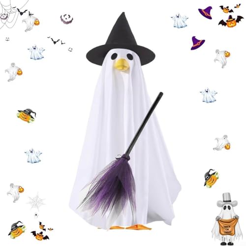 Aprilsunnyzone Halloween-Kostüm-Set mit Spekter-Umhang und Hexenhut für 58,4 cm große Gänse mit violettem Besen-Akzent von Aprilsunnyzone