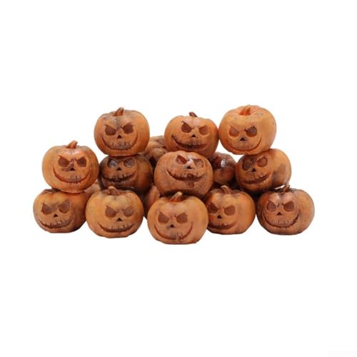 Mini Harz Grimasse Kürbisse für Halloween, 20 Stück zum Basteln, Puppenhaus Zubehör und festliche saisonale Dekoration (kleiner Kürbisanzug) von Aprilsunnyzone