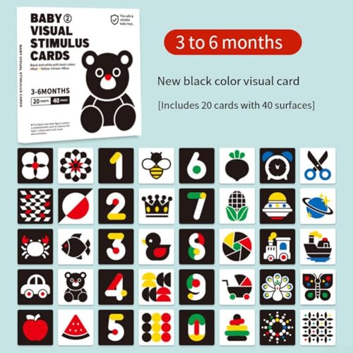 Visuelle Stimulationskarten für die frühkindliche Bildung, unverzichtbares Werkzeug für das Lernen und die Entwicklung des Babys (Phase 1) von Aprilsunnyzone