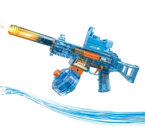 Elektrische Wasserpistole mit abnehmbarem Schalldämpfer und LED-Flammeneffekt (nur bei Montage), automatische Wasseraufnahme, bis zu 10 m Reichweite, Spielzeug für Kinder ab 3 Jahren von AptoFun