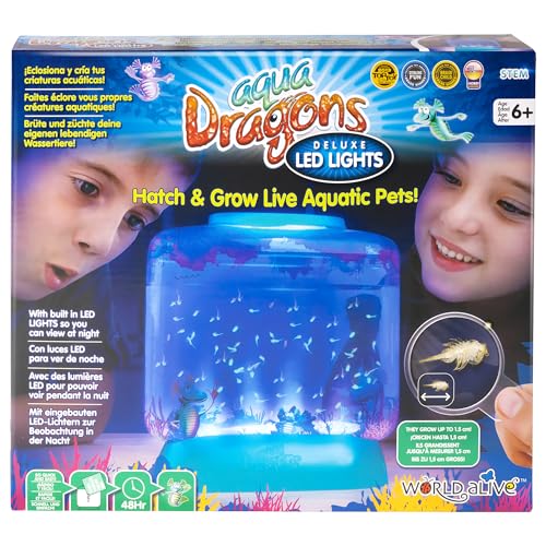 Aqua Dragons |Unterwasserwelt Deluxe mit LED | Pädagogisches STEM-Spielzeug, Aquarienset, einfaches Haustier für Kinder - inklusive Tank, Futter, Eier, Löffel und Pipette zum Füttern, Mittel von Aqua Dragons