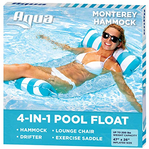 Aqua LEISURE AQL10180 JBAP001 Domestic Toys 4-in-1 Monterey Lounge, Aqua Blue, 26,0 x 29,2 x 3,8 cm, Hellblau-Hängematte, One Size von Aqua LEISURE
