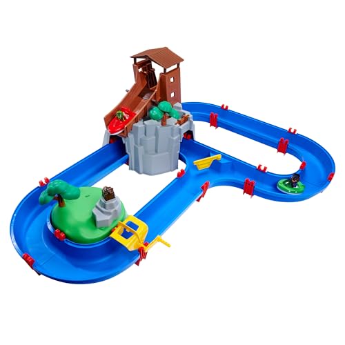 AquaPlay - Adventureland - Wasserbahn mit Berg, Turm und Stausee, Spieleset inkl. 2 Tierfiguren, Motorboot und Speedboot, für Kinder ab 3 Jahren von AquaPlay