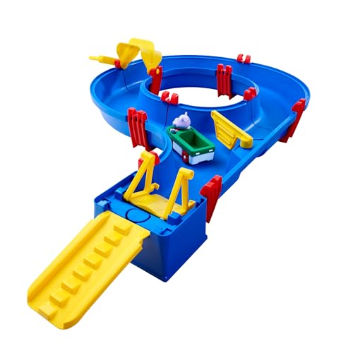 BIG Spielwarenfabrik AquaPlay - AmphieSet - 88x50x13 cm große Wasserbahn, ideales Einsteigermodell, inklusive 1x Spielfigur Wilma (Hippo) sowie 1x Amphibienfahrzeug, für Kinder ab 3 Jahren, 8700001504 von AquaPlay