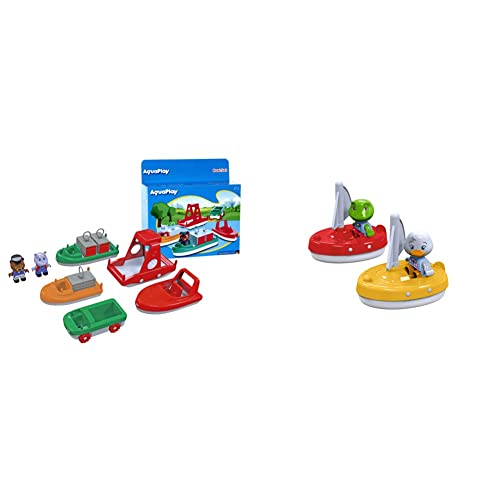 AquaPlay - BoatSet - Zubehör für Wasserbahnen oder Badewanne, 2 Segelboote + 2 Figuren, für Kinder ab 3 Jahren von AquaPlay