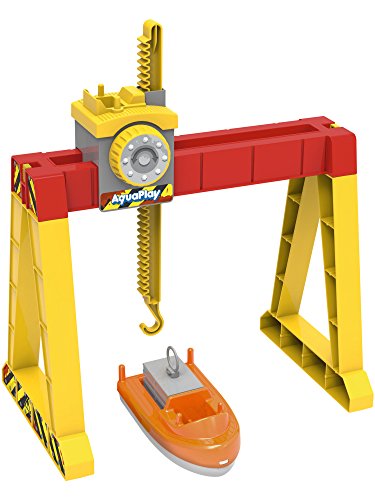 AquaPlay 8700000124 - Container Crane Set - Erweiterungsset für AquaPlay Wasserbahnen, passend für einen Kanal, inklusive Boot mit Container, für Kinder ab 3 Jahren von BIG Spielwarenfabrik
