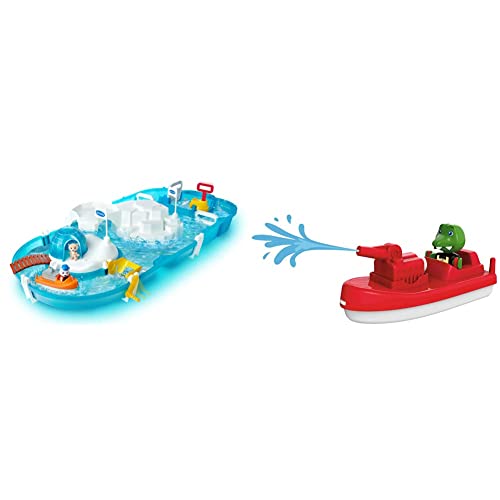 AquaPlay - Polar - Wasserbahn mit Eisberg, Stausee und Rampe für einen Wasserfall & - FireBoat - Zubehör Wasserbahnen oder für die Badewanne von AquaPlay