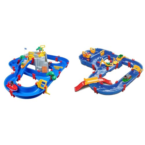 AquaPlay - Wasserbahn Set Bergsee - 42-teiliges Spieleset mit Bergsee & - MegaBridge - Wasserbahnset mit 3 Spielstationen und 49 Teilen von AquaPlay