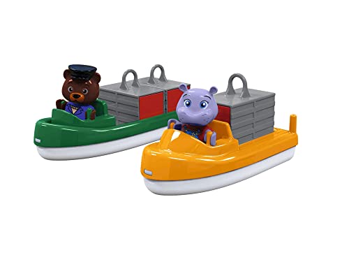 AquaPlay - Container- & Transportboot - Zubehör für AquaPlay Wasserbahnen oder für die Badewanne, 2 Boote, Container und BO und Wilma, für Kinder ab 3 Jahren, 8700000271, Bunt von AquaPlay