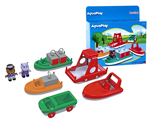AquaPlay - BoatSet - Zubehör für AquaPlay Wasserbahnen oder für die Badewanne, 4 Booten, 1 Amphi-Lorry und BO und Wilma, für Kinder ab 3 Jahren 8700000272 Bunt von AquaPlay