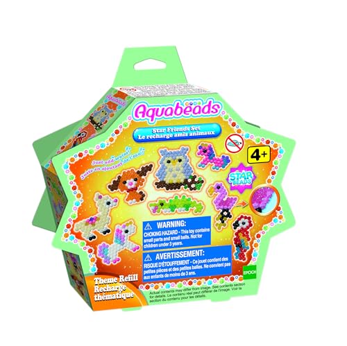 Aquabeads 31602 Sternperlen Tier Set - Bastelset Themen Nachfüllset, Wasserperlen, Bastelspaß für Kinder ab 4 Jahren, ohne Bügeln oder Kleben von Aquabeads