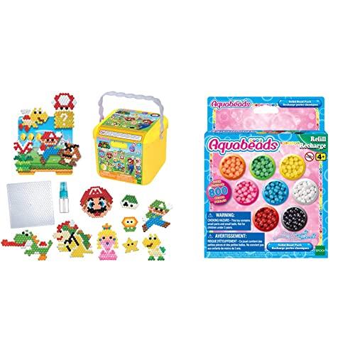 Aquabeads 31774 Kreativ Würfel - Super Mario - Bastelset, grün & 31517 Perlen, Multi Color, 18 cm von Aquabeads