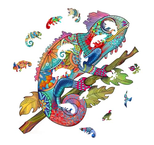 Aquamarine games Animal Wood Chamäleon Puzzle, Mehrfarbig, 30 x 30 cm (Chamäleon-112) von Aquamarine Games