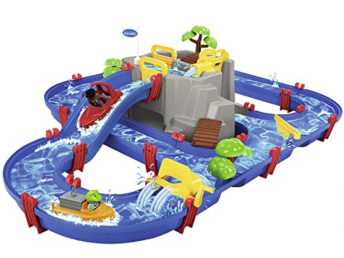 AquaPlay - Wasserbahn Set Bergsee - 42-teiliges Spieleset mit Bergsee, Wasserfall und geheimer Höhle, Wasserspielspaß inkl. 3 Tierfiguren und 2 Booten, für Kinder ab 3 Jahren von AquaPlay
