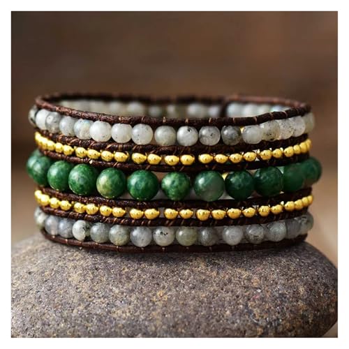 Aqxyedc Perlen handgemachtes mehrreihiges Leder Wickelarmband Vintage Natursteine Webarmband Manschettenarmband wanglan Aqxyedc Perlen handgemachtes mehrreihiges Leder Wickelarmband Vintage Natursteine Webarmband Manschettenarmband wanglan von Aqxyedc