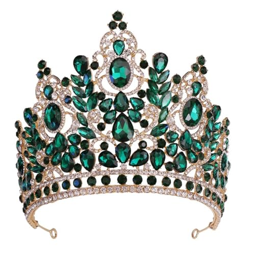 Aqxyedc Prinzessin Brautkrone mit Strass, große, runde, leichte Hochzeitskrone for Braut, Brautjungfer, Prinzessinnenkostüm(5 UK) von Aqxyedc