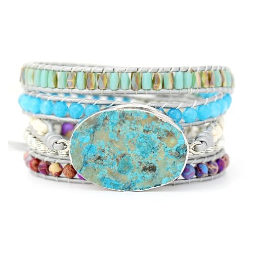 Aqxyedc Retro Ozean Jaspis Mittelstein Kristall Armband 5 Strang Leder gewebt Wickelarmband Femme Spiritual wanglan Aqxyedc Retro Ozean Jaspis Mittelstein Kristall Armband 5 Strang Leder gewebt Wickelarmband Femme Spiritual wanglan von Aqxyedc