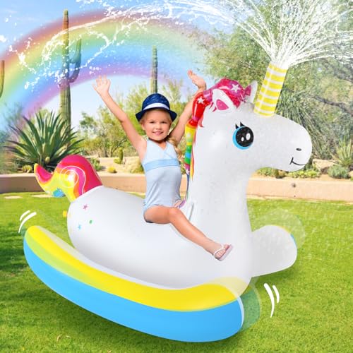 Aragallant Einhorn Aufblasbar Wassersprinkler Kinder Outdoor, Wasserspielzeug Einhorn Sprinkler Rasensprenger für Kinder Erwachsene Garten Pool Hof Sommer Party Aragallant Einhorn Aufblasbar Wassersprinkler Kinder Outdoor, Wasserspielzeug Einhorn Sprinkler Rasensprenger für Kinder Erwachsene Garten Pool Hof Sommer Party von Aragallant