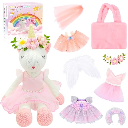 Aragallant Einhorn Kuscheltier mit 3 Outfits, Taschen, Flügel und Blumenkrone - Gehäkelte Puppe und Plüschtier - Spielzeug Geschenke für Kinder Mädchen 3+ Jahre Aragallant Einhorn Kuscheltier mit 3 Outfits, Taschen, Flügel und Blumenkrone - Gehäkelte Puppe und Plüschtier - Spielzeug Geschenke für Kinder Mädchen 3+ Jahre von Aragallant