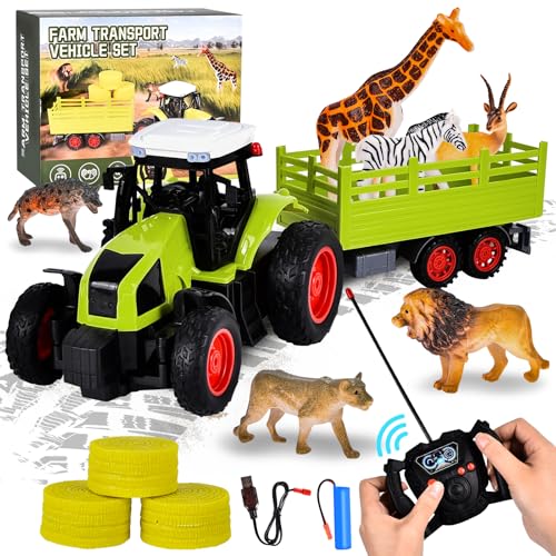 Aragallant Ferngesteuerter Traktor Spielzeug ab 3 4 6 8 Jahre, RC Traktor mit Anhänger Bauernhof Tiere Figuren Spielset, Ferngesteuert Traktor Geschenke für Kinder Jungen Mädchen Aragallant Ferngesteuerter Traktor Spielzeug ab 3 4 6 8 Jahre, RC Traktor mit Anhänger Bauernhof Tiere Figuren Spielset, Ferngesteuert Traktor Geschenke für Kinder Jungen Mädchen von Aragallant