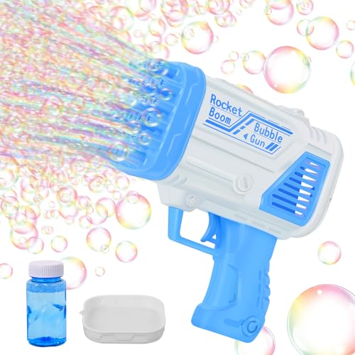 Seifenblasenpistole, 32 Löcher Automatische Gatling Blasenmaschine, Gatling Bubble Machine, Seifenblasenmaschine Set, Seifenblasen Pistole mit LED Licht für Kinder Outdoor Party Hochzeit (Blau) von Aragallant