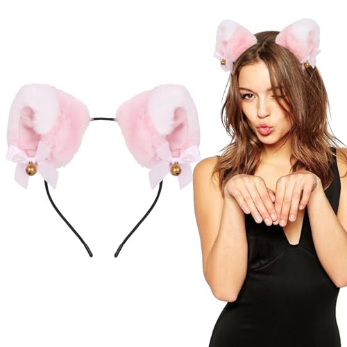 Araluky Katzenohren-Haarreif für Erwachsene, mit Glocken, Halloween-Kopfschmuck für Catwoman, Grau / Schwarz von Araluky